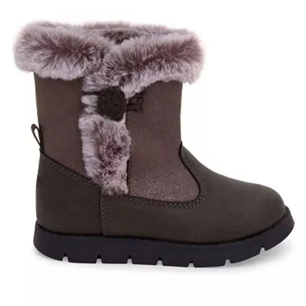 OSHKOSH B'GOSH  Girls Suede Faux Fur Siberian Grey Boots size 10